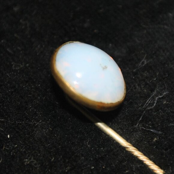 Antique Foil Opal Glass Cabochon Stick / Tie Pin - Picture 4 of 8